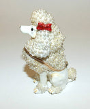 White Poodle Bejeweled & Enameled Hinged Trinket Box NIB Pearl - The Ritzy Gift