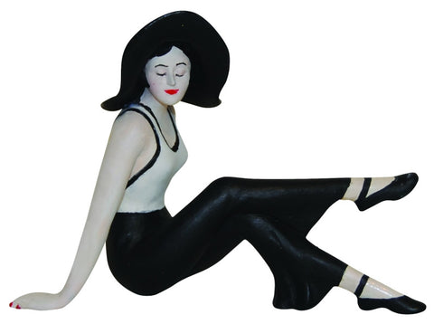 French Style Bathing Beauty Figurine Figure Shelf Sitter Black & White Knees Up - The Ritzy Gift