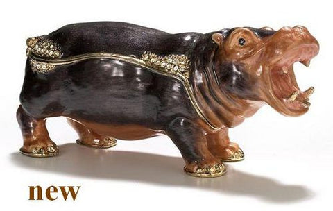 Hippo Bejeweled & Enameled Swarovski Hinged Trinket Box - The Ritzy Gift