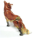 Red Fox Bejeweled Enameled Hinged Trinket Box - The Ritzy Gift