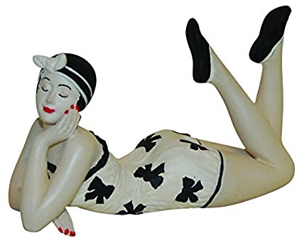 French Style Bathing Beauty Figurine Figure Shelf Sitter Bow Swim Suit Small - The Ritzy Gift