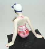 Bathing Beauty Figurine Figure Shelf Sitter Red & White Stripe Pattern Mini - The Ritzy Gift