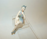 Bathing Beauty Figurine Figure Shelf Sitter Gray & Pink Floral Pattern - The Ritzy Gift