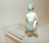 Bathing Beauty Figurine Figure Shelf Sitter Gray & Pink Floral Pattern - The Ritzy Gift