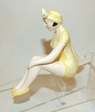 Bathing Beauty Figurine Figure Shelf Sitter Yellow & White Floral Art Deco - The Ritzy Gift