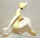 Bathing Beauty Figurine Figure Shelf Sitter Yellow & White Floral Art Deco - The Ritzy Gift