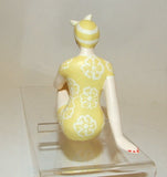 Bathing Beauty Figurine Figure Shelf Sitter Yellow & White Floral Art Deco - The Ritzy Gift