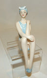 Bathing Beauty Figurine Figure Shelf Sitter Light Blue &White Floral Art Deco - The Ritzy Gift