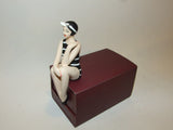 Bathing Beauty Figurine Figure Shelf Sitter Black & White Stripe Art Deco - The Ritzy Gift