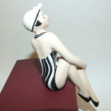 Bathing Beauty Figurine Figure Shelf Sitter Black & White Stripe Art Deco - The Ritzy Gift