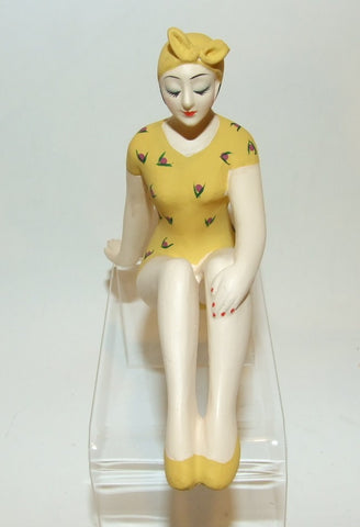 Bathing Beauty Figurine Figure Shelf Sitter Yellow with Red & Green Pattern - The Ritzy Gift