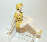 Bathing Beauty Figurine Figure Shelf Sitter Yellow with Red & Green Pattern - The Ritzy Gift