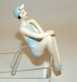 Bathing Beauty Figurine Figure Shelf Sitter Light Blue &White Floral Art Deco - The Ritzy Gift