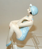 Bathing Beauty Figurine Figure Shelf Sitter Light Blue &White Floral Art Deco - The Ritzy Gift