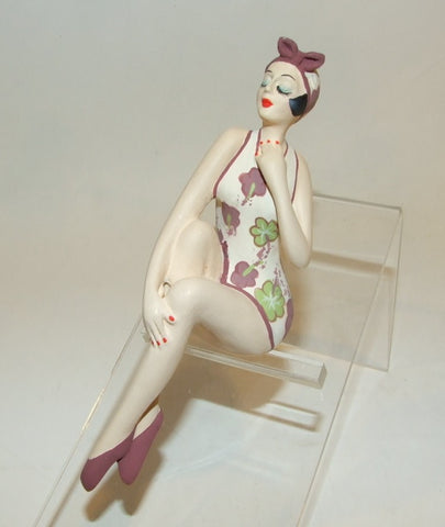 Bathing Beauty Figurine Figure Shelf Sitter Mauve & White Floral - The Ritzy Gift