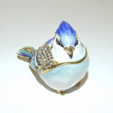 Blue Jay Enamel Hinged Trinket Box Swarovski Crystal - The Ritzy Gift