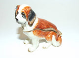 Kingspoint St Bernard Enamel Hinged Bejeweled Trinket Box Austrian Crystal - The Ritzy Gift
