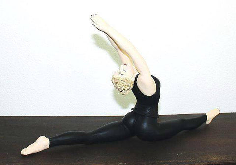 Yoga Girl in Black Leotard Figurine Figure With Raised Arms In A Split - The Ritzy Gift