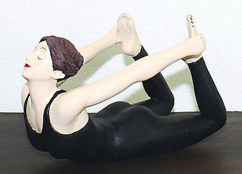 Yoga Girl in Black Leotard Figurine Figure On Stomach - The Ritzy Gift