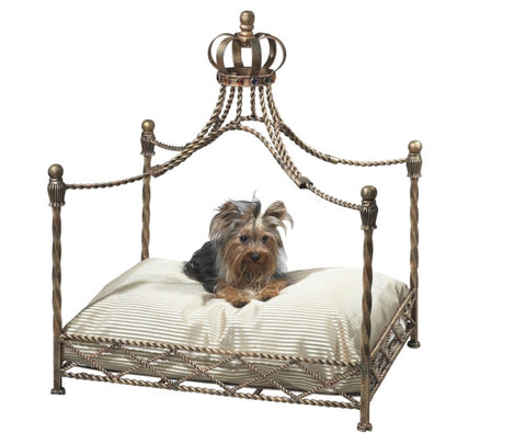 Antique Gold Iron Crown Canopy Pet Bed - The Ritzy Gift