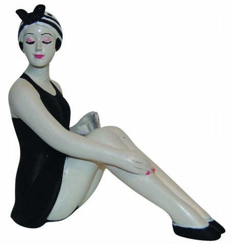 French Style Bathing Beauty Figurine Figure Shelf Sitter Black Swim Suit Small - The Ritzy Gift