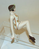 Bathing Beauty Figurine Figure Shelf Sitter Bamboo Brown Green White Art Deco Mini - The Ritzy Gift