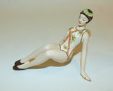 Bathing Beauty Figurine Figure Shelf Sitter Bamboo Brown Green White Art Deco Mini - The Ritzy Gift
