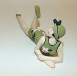 Bathing Beauty Figurine Figure Shelf Sitter Olive Green Floral Print Art Deco - The Ritzy Gift