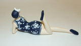 Bathing Beauty Figurine Figure Shelf Sitter Navy & White Floral Art Deco - The Ritzy Gift