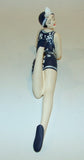 Bathing Beauty Figurine Figure Shelf Sitter Navy & White Floral Art Deco - The Ritzy Gift