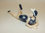 Bathing Beauty Figurine Figure Shelf Sitter Navy & White Floral Art Deco - The Ritzy Gift