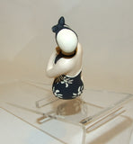 Bathing Beauty Figurine Figure Shelf Sitter Black & White Floral Print Art Deco - The Ritzy Gift