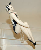 Bathing Beauty Figurine Figure Shelf Sitter Black & White Floral Print Art Deco - The Ritzy Gift