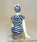 Bathing Beauty Figurine Figure Shelf Sitter Navy & White Stripe Art Deco - The Ritzy Gift