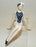 Bathing Beauty Figurine Figure Shelf Sitter Navy & White Polka Dot & Stripe - The Ritzy Gift
