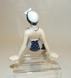 Bathing Beauty Figurine Figure Shelf Sitter Navy & White Polka Dot & Stripe - The Ritzy Gift