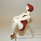 Bathing Beauty Figurine Figure Shelf Sitter Red & Black Polka Dot Art Deco Mini - The Ritzy Gift