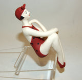 Bathing Beauty Figurine Figure Shelf Sitter Red & Black Polka Dot Art Deco Mini - The Ritzy Gift