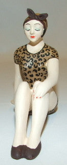 Bathing Beauty Figurine Figure Shelf Sitter Brown Animal Print Mini - The Ritzy Gift