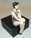 Bathing Beauty Figurine Figure Shelf Sitter Tan & Black Zebra Art Deco Mini - The Ritzy Gift