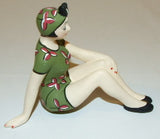 Bathing Beauty Figurine Figure Shelf Sitter Green With Leaf Pattern - The Ritzy Gift