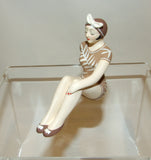 Bathing Beauty Figurine Figure Shelf Sitter Brown with Fern Leaf Pattern Mini - The Ritzy Gift