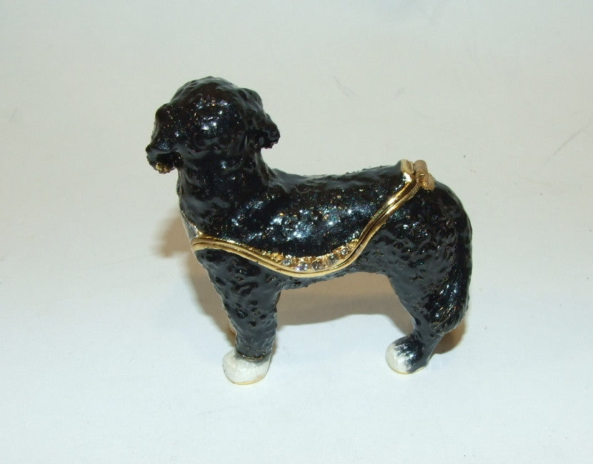 Bejeweled Enameled & Crystal Black Labrador Dog Trinket Box