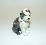 Old English Sheep Dog Enamel Hinged Trinket Box Swarovski Crystal - The Ritzy Gift