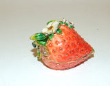 Strawberry Bejeweled & Enameled Hinged Trinket Box Swarovski Crystals - The Ritzy Gift