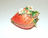 Strawberry Bejeweled & Enameled Hinged Trinket Box Swarovski Crystals - The Ritzy Gift