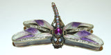 Dragonfly Bejeweled & Enameled Double Hinged Trinket Box Swarovski Crystals Purp - The Ritzy Gift