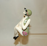 Bathing Beauty Figurine Figure Shelf Sitter Green Floral Pattern Mini - The Ritzy Gift