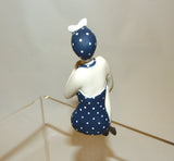 Bathing Beauty Figurine Figure Shelf Sitter Navy & White Polka Dot Art Deco Mini - The Ritzy Gift