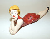 Bathing Beauty Figurine Figure Shelf Sitter Red Swim Suit Laying Down Small - The Ritzy Gift